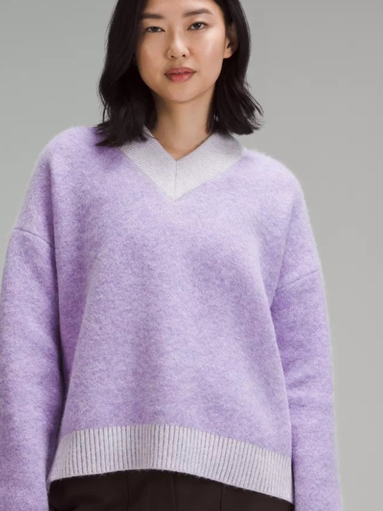 lululemon athletica Sweaters - Lululemon Alpaca Wool-Blend V-Neck Sweater Heathered Digital Lavender M